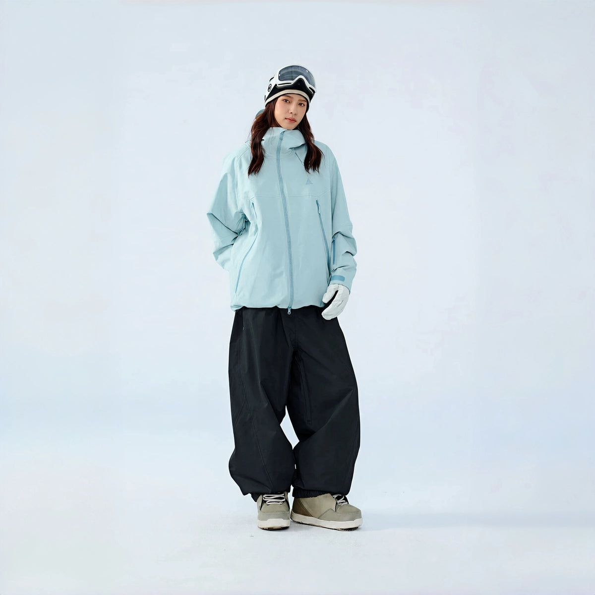 Watercolor Series 3L Insulated Ski Suit Set – Unisex (Cream Blue Jacket + Black Pants) - NANEND