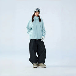 Watercolor Series 3L Insulated Ski Suit Set – Unisex (Cream Blue Jacket + Black Pants) - NANEND