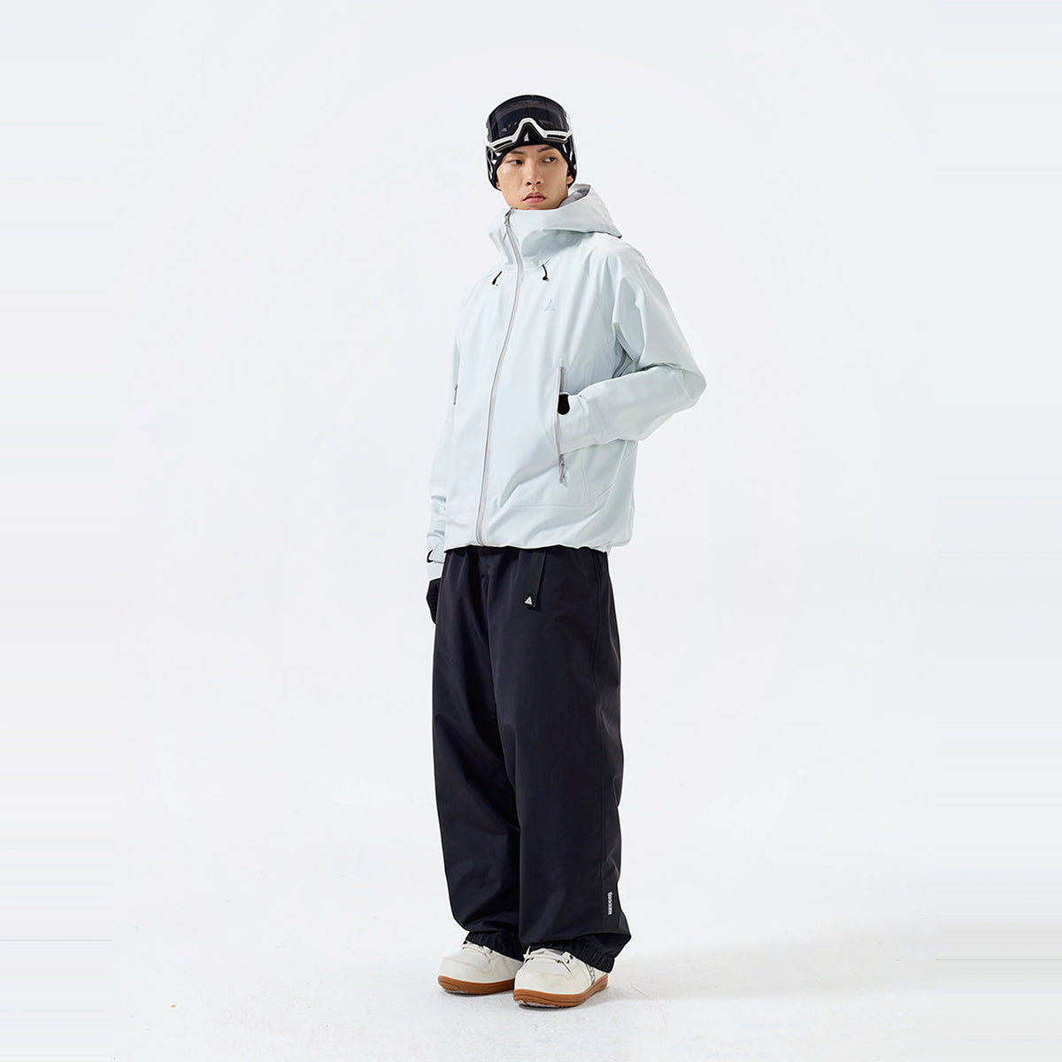 Colorful Shell 3L Hard Shell Waterproof Ski Suit Set – Unisex (White Top + Black Pants) – NANEND