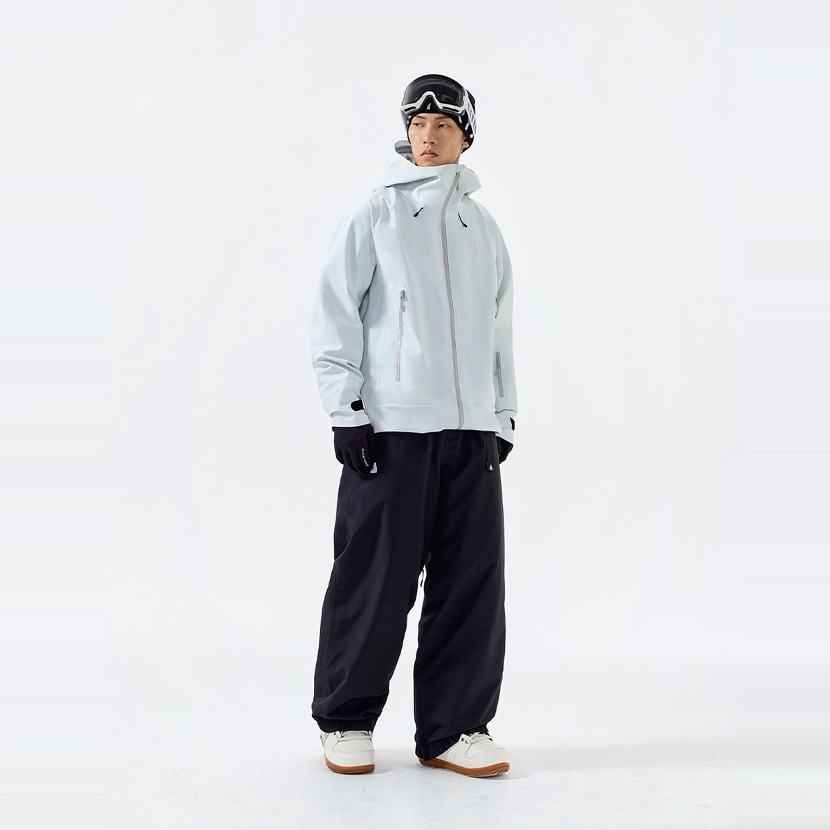 Colorful Shell 3L Hard Shell Waterproof Ski Suit Set – Unisex (White Top + Black Pants) – NANEND