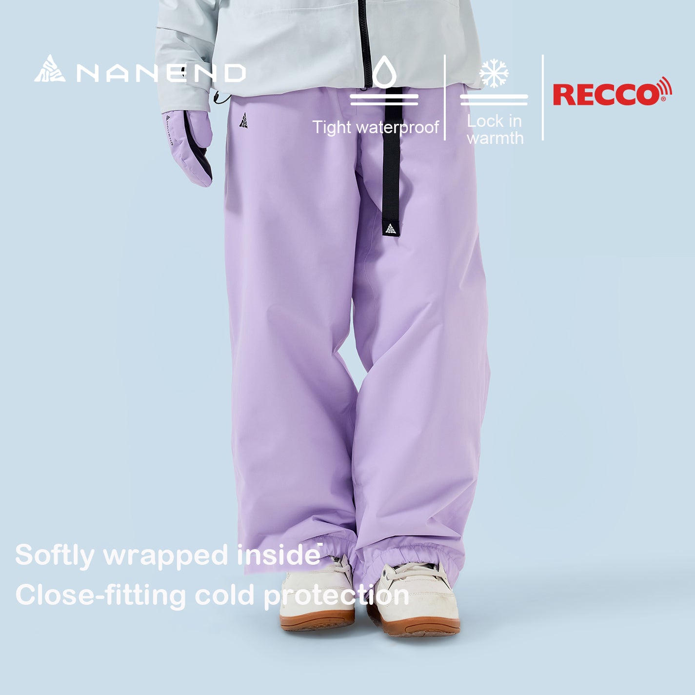 NANEND 25 new men's and women's all-weather RECCO snowboard pants plus velvet warm waterproof breathable