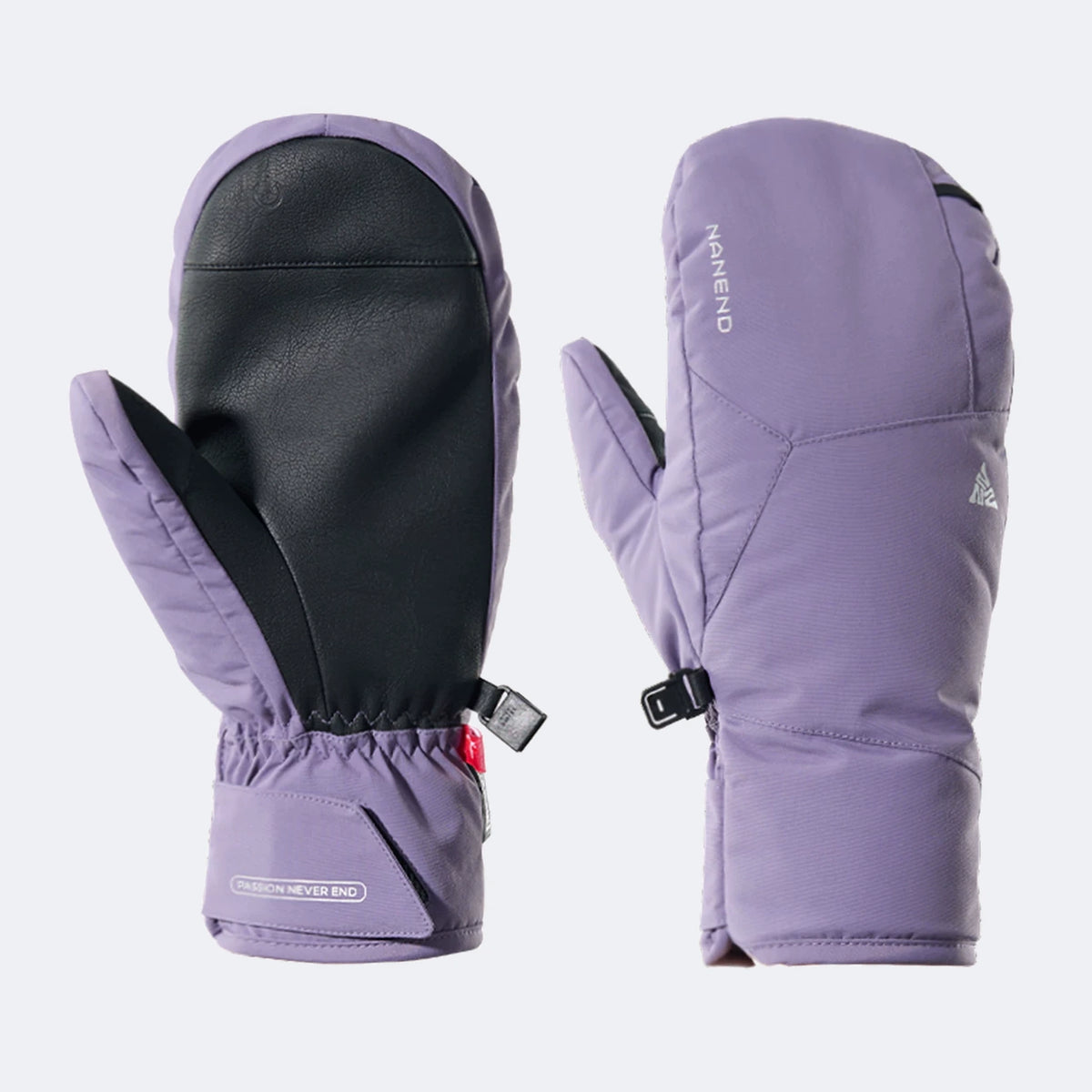 Smoky Purple ski mittens, product shot - NANEND PrimaLoft® Professional Waterproof Ski Gloves (Smoky Purple)