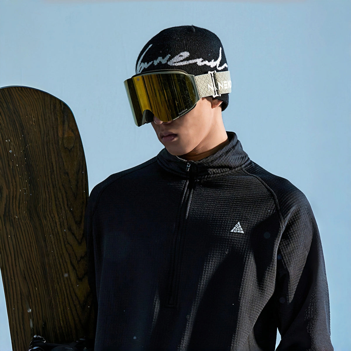 Merino Wool Blend Jacquard Knit Ski Beanie (Black) – NANEND