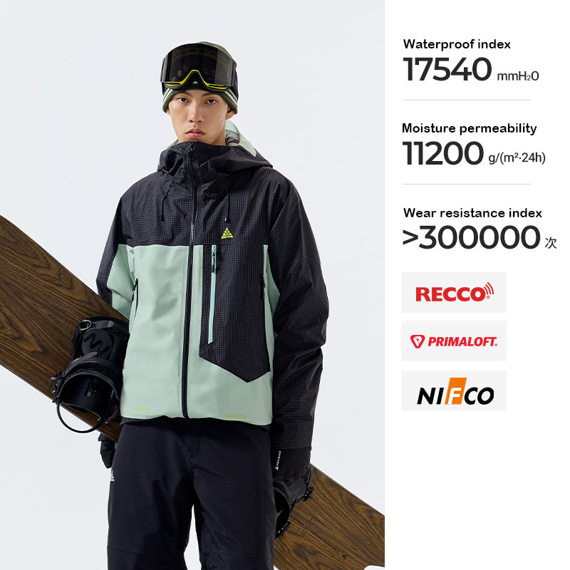 NANEND 25 new plaid color matching P cotton RECCO padded ski jacket single board 3L warm ski suit