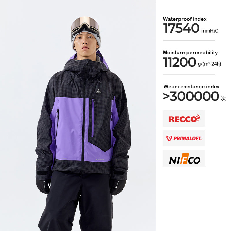 NANEND 25 new plaid color matching P cotton RECCO padded ski jacket single board 3L warm ski suit