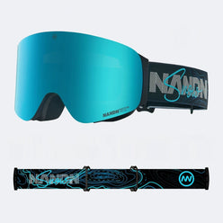 OTG Cylindrical breathable HD anti-fog flip-up ski goggles NG17 (Black and Blue Coastline VLT 15%) – NANEND