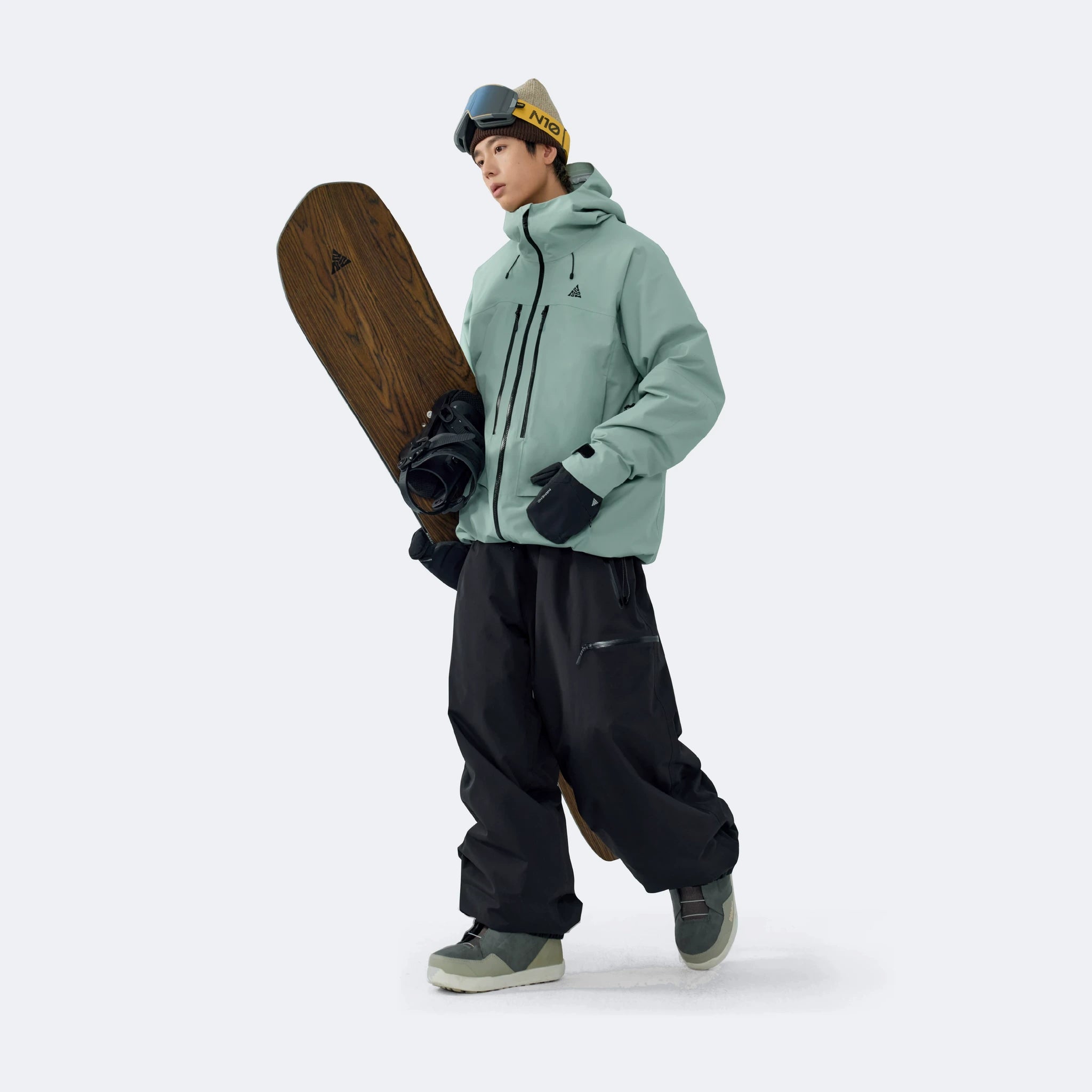 Skyline NOVA Insulated Snowboard Suit Set – Unisex (Dusty Pea Green Jacket + Black Pants) - NANEND