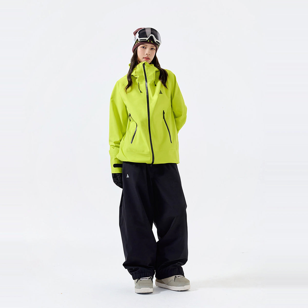 Colorful Shell 3L Hard Shell Waterproof Ski Suit Set – Unisex (Green Top + Black Pants) – NANEND