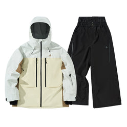 NANEND New 3L Spliced Snowboard Ski Suit Set, High Wear-resistant Waterproof Warm Snow Suit for Men and Women