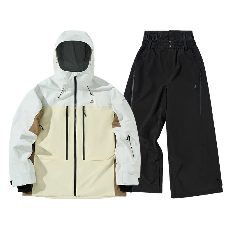 NANEND New 3L Spliced Snowboard Ski Suit Set, High Wear-resistant Waterproof Warm Snow Suit for Men and Women