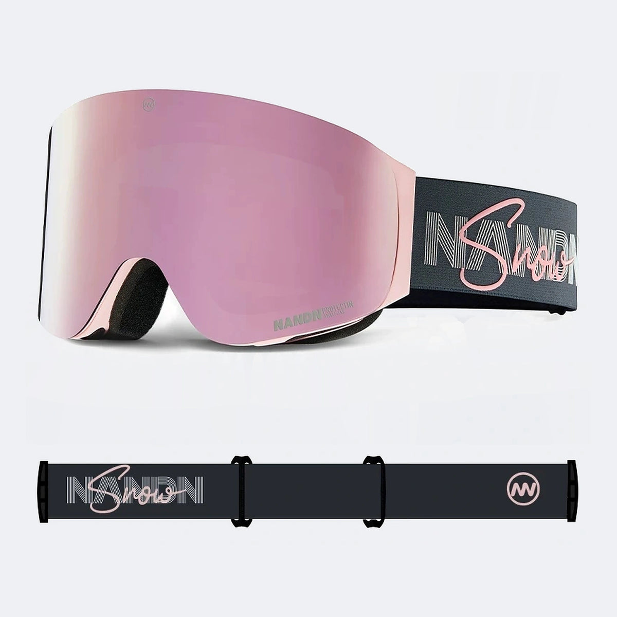 OTG Cylindrical breathable HD anti-fog flip-up ski goggles NG17 (Pink Frame Dreamy Pink VLT 16%) – NANEND