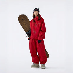 Skyline NOVA Insulated Snowboard Suit Set – Unisex (Cinnabar Red Jacket + Cinnabar Red Pants) - NANEND