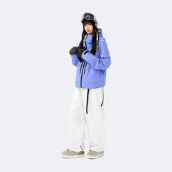 Rime – Professional Waterproof Ski Suit Set – Unisex (Mountain Snow Purple Jacket + Peak White Pants) - NANEND