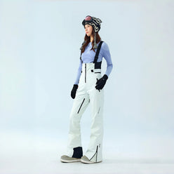 Slim Micro Flare 2L Waterproof Ski Bibs – Women's (White) - NANEND