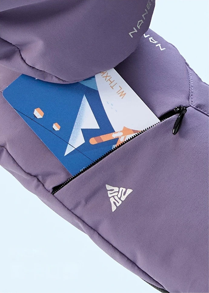 Zippered pocket on the back of the glove - NANEND PrimaLoft® Professional Waterproof Ski Gloves