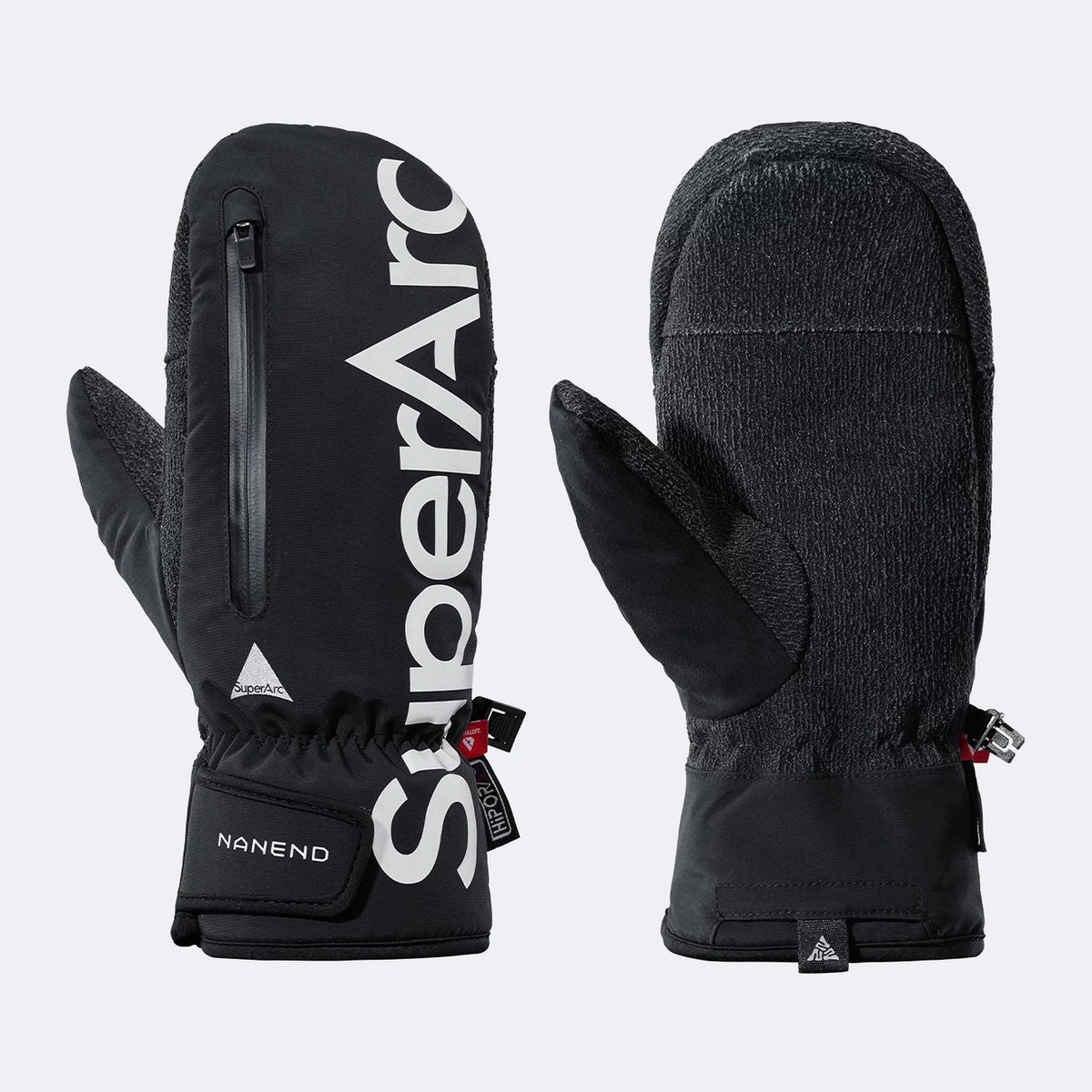Black ski mittens, product shot - NANEND Skyline Series PrimaLoft® Kevlar® Waterproof Abrasion-Resistant Ski Gloves