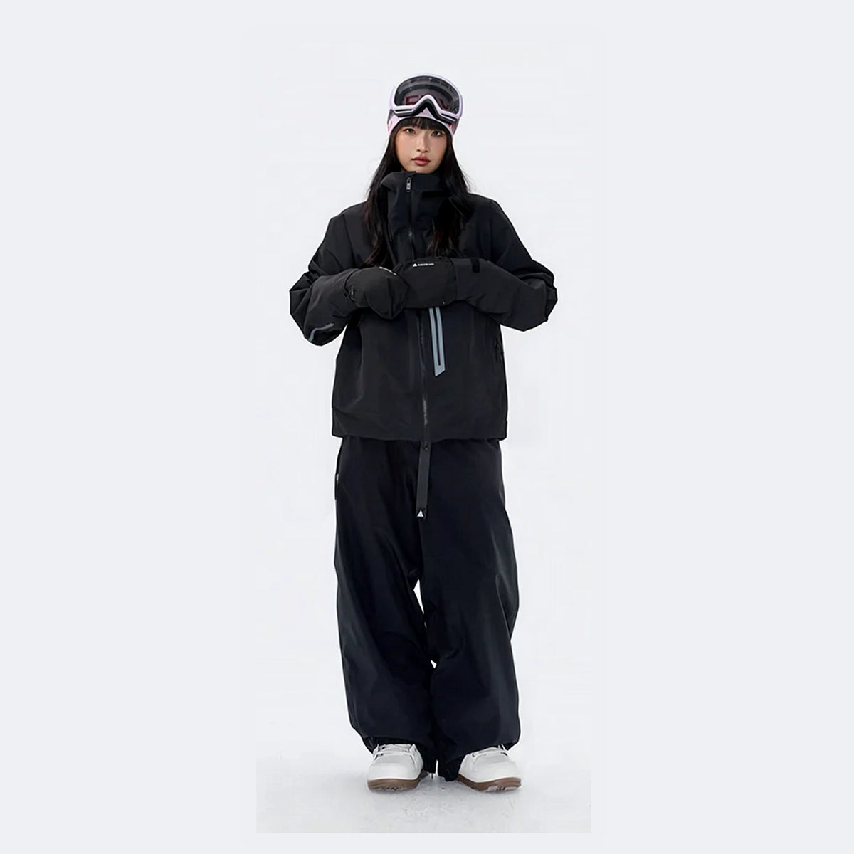 Black Warrior Reflective Trim Hard Shell Ski Suit Set – Unisex