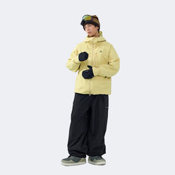 Skyline NOVA Insulated Snowboard Suit Set – Unisex (Cream Yellow Jacket + Black Pants) - NANEND