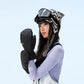 Model wearing Black NANEND PrimaLoft® Professional waterproof ski mittens, viewed from the side (Black)