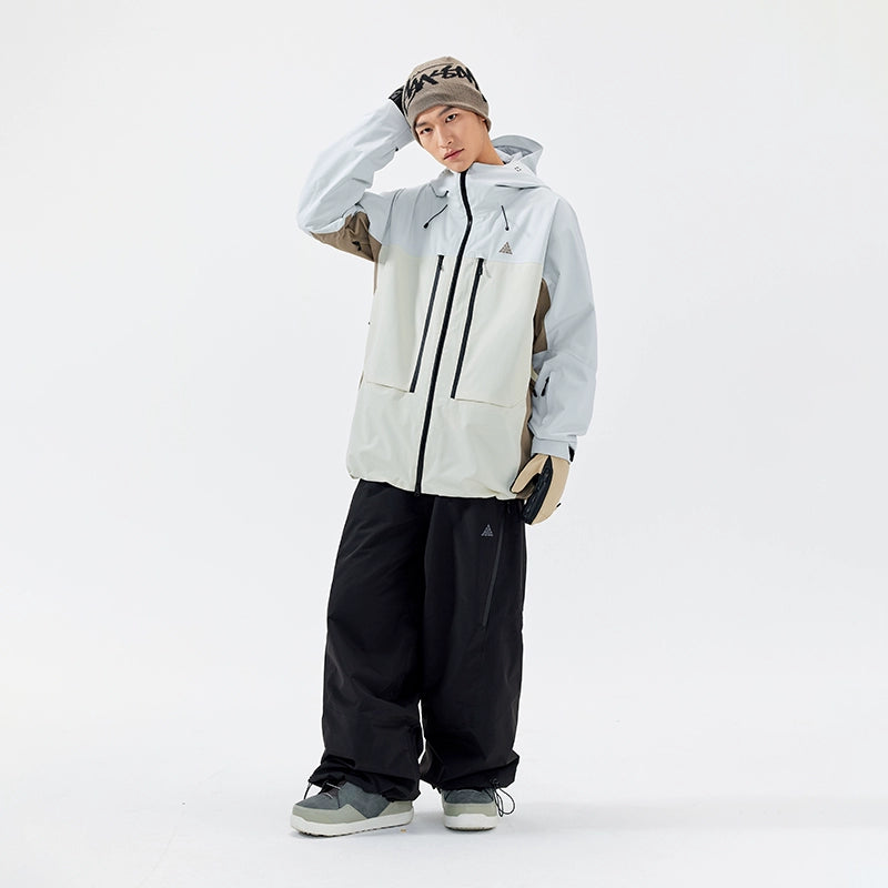 NANEND New 3L Spliced Snowboard Ski Suit Set, High Wear-resistant Waterproof Warm Snow Suit for Men and Women