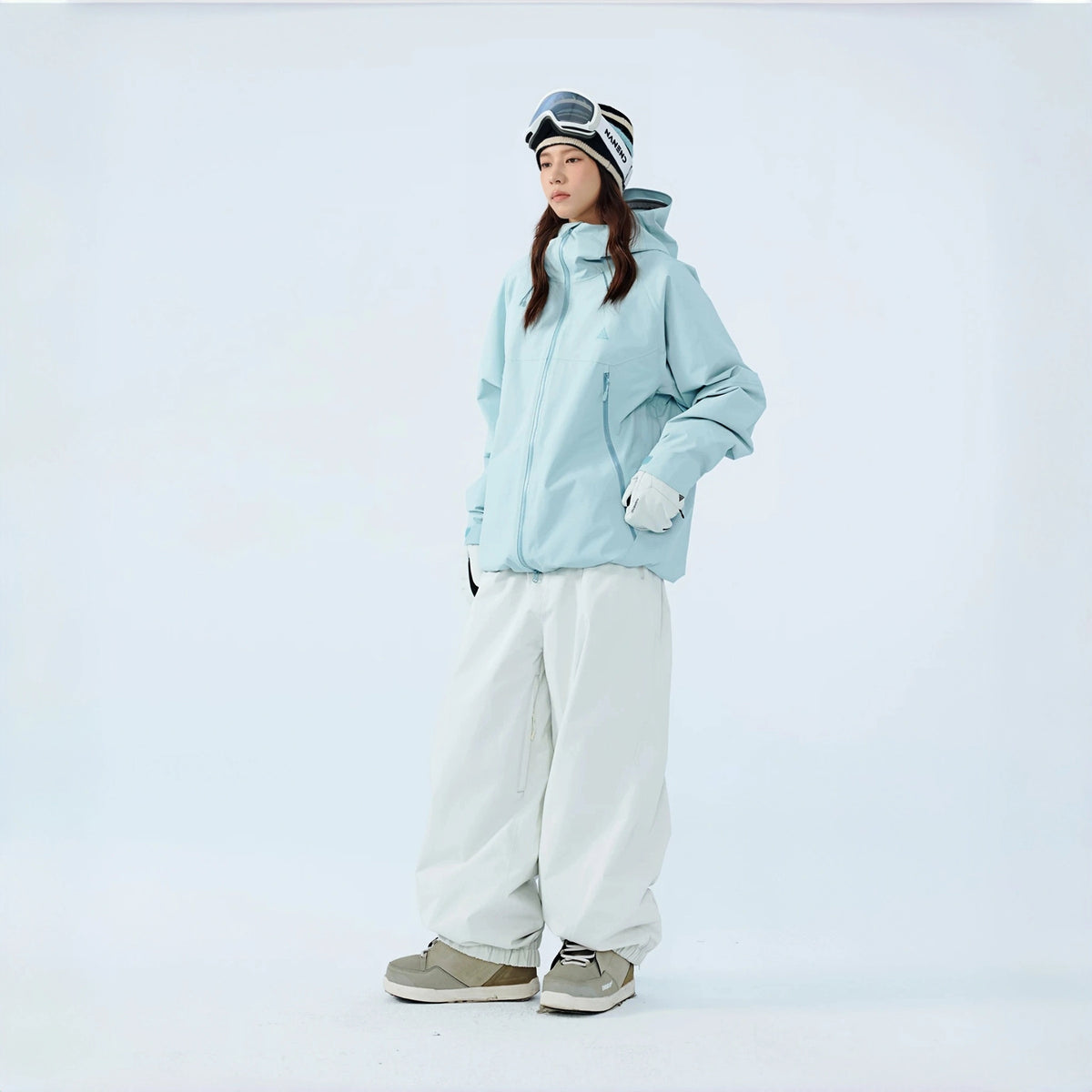 Watercolor Series 3L Insulated Ski Suit Set – Unisex (Cream Blue Jacket + Aurora White Pants) - NANEND
