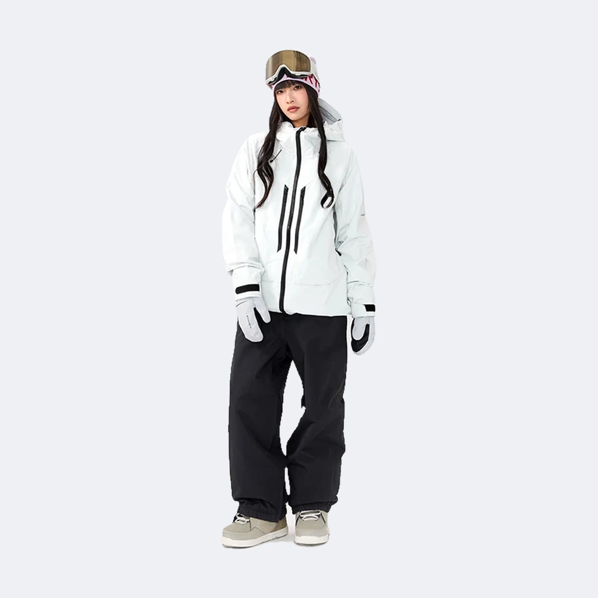 Rime – Professional Waterproof Ski Suit Set – Unisex (Peak White Jacket + Black Pants) - NANEND