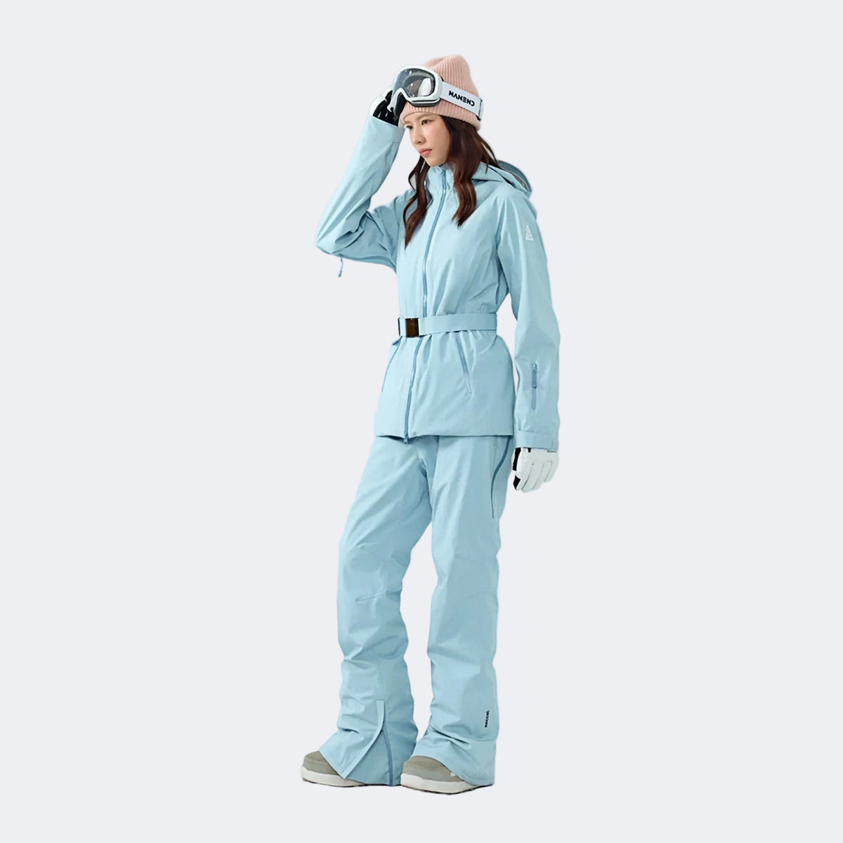 Butterfly Shadow Series Women's Slim-Fit 3L Waterproof & Insulated Ski Suit Set (Ice-blue jacket + ice-blue pants) - NANEND