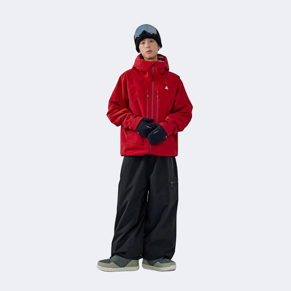 Skyline NOVA Insulated Snowboard Suit Set – Unisex (Cinnabar Red Jacket + Black Pants) - NANEND