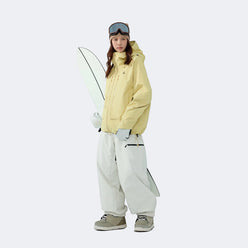 Skyline NOVA Insulated Snowboard Suit Set – Unisex (Cream Yellow Jacket + Aurora White Pants) - NANEND