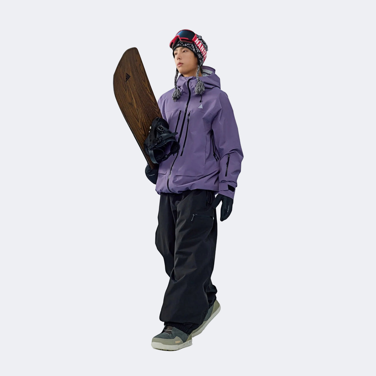 Skyline NOVA Insulated Snowboard Suit Set – Unisex (Smoky Purple Jacket + Black Pants) - NANEND