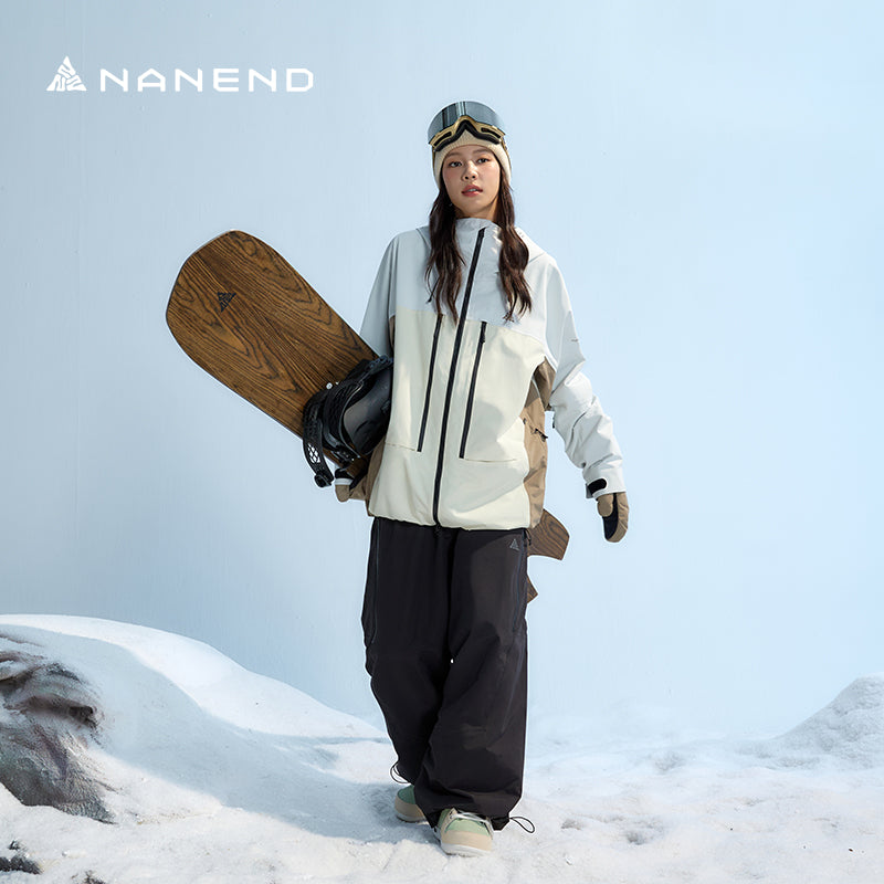 NANEND New 3L Spliced Snowboard Ski Suit Set, High Wear-resistant Waterproof Warm Snow Suit for Men and Women