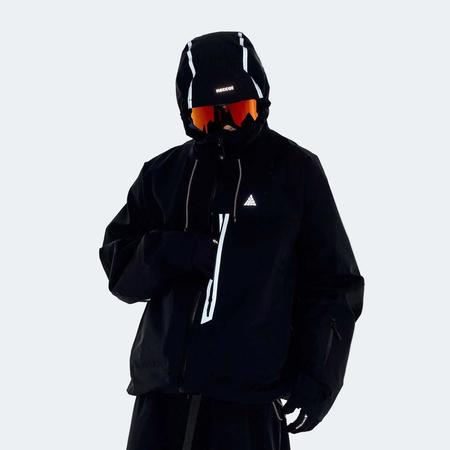 Black Knight - Equipped with reflective strips & RECCO ski jacket -Unisex - NANEND