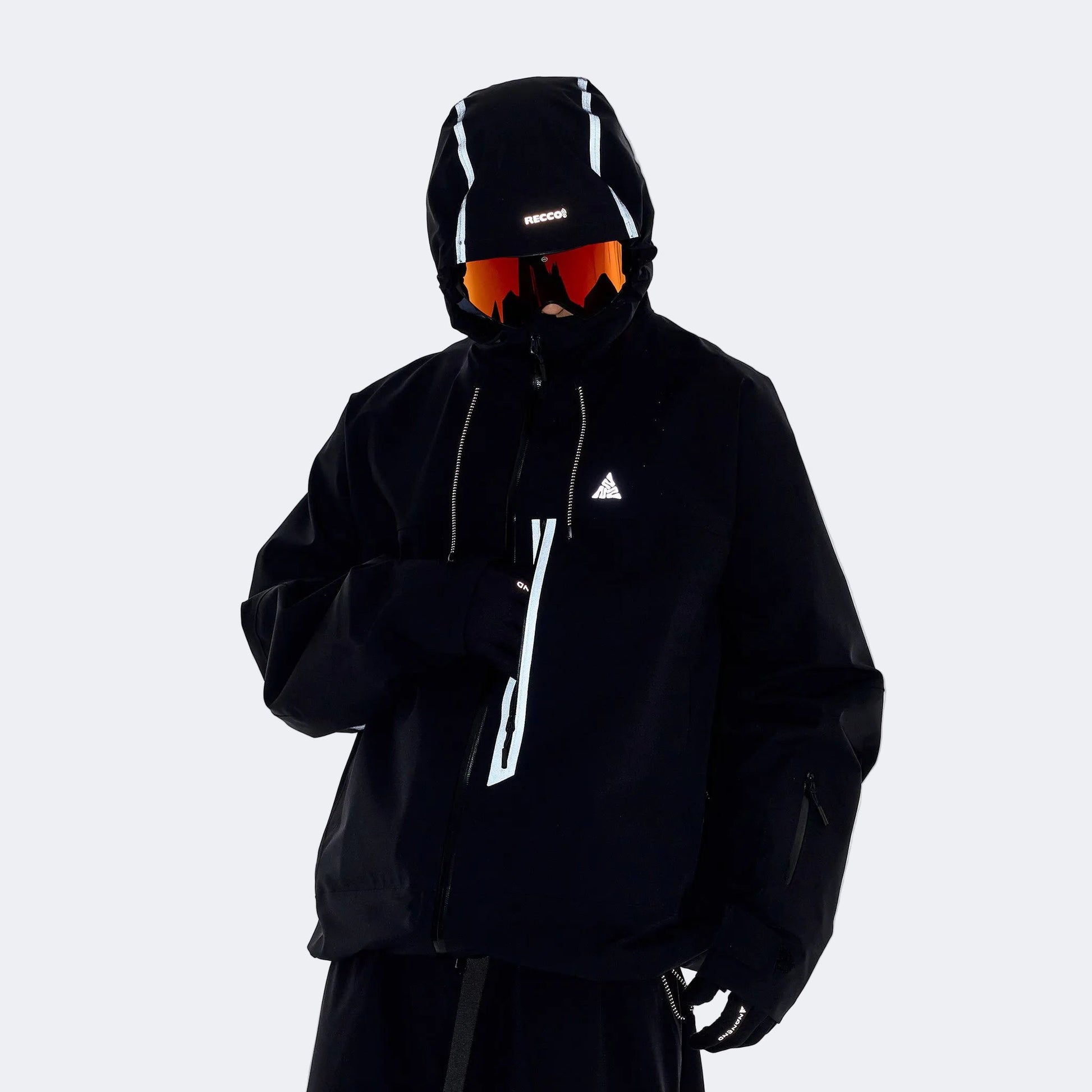 Black Knight - Equipped with reflective strips & RECCO ski jacket -Unisex - NANEND