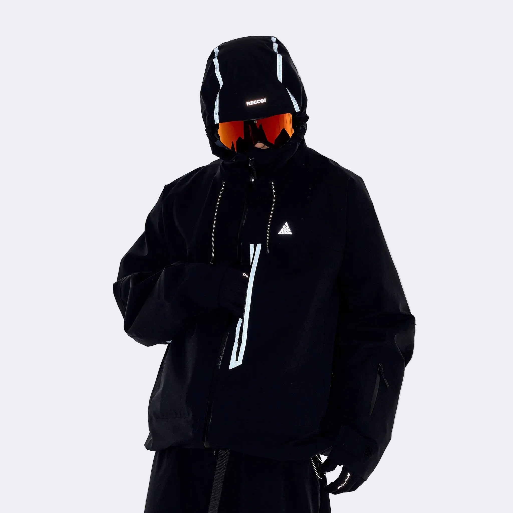 Black Knight - Equipped with reflective strips & RECCO ski jacket -Unisex - NANEND