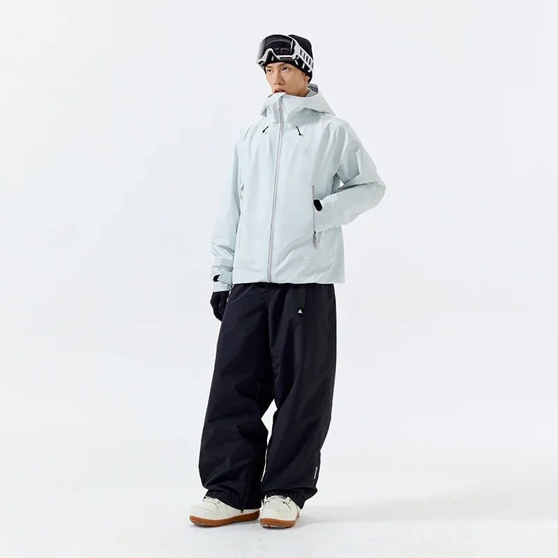 Colorful Shell 3L Hard Shell Waterproof Ski Suit Set – Unisex (White Top + Black Pants) – NANEND