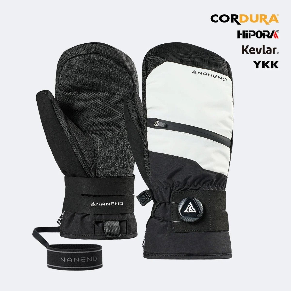 NANEND Cordura durable adjustable ski gloves with rotating buttons - NANEND