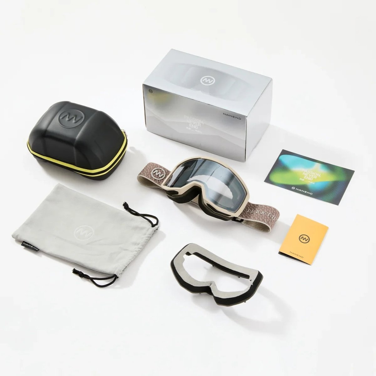 NANEND Replaceable sponge, ultralight, Maillard color scheme Ski Goggles NG20 - NANEND