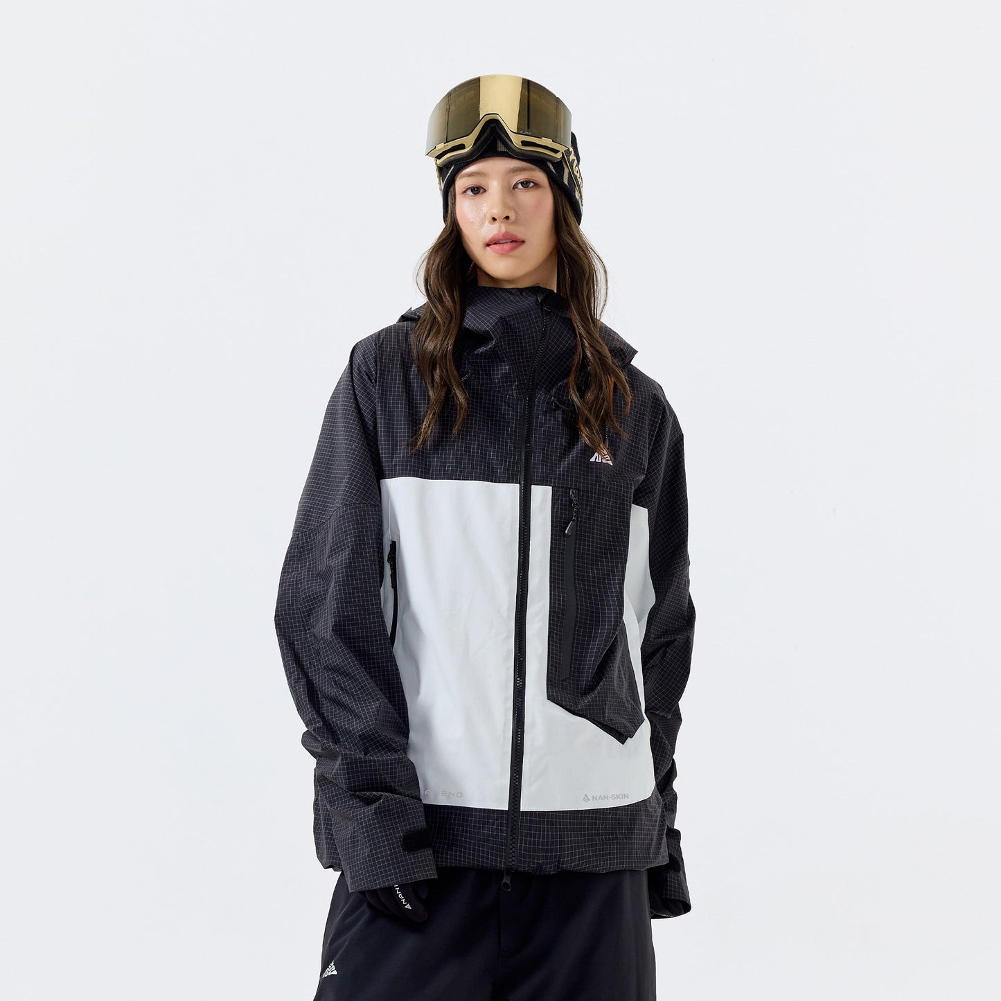 Plaid color-blocked P cotton warm RECCO ski jacket - Unisex - NANEND