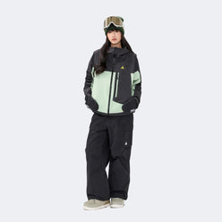 Plaid color-blocked warm workwear-style ski suit - Unisex - NANEND（
Black and green top + Black pants）