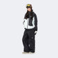 Plaid color-blocked warm workwear-style ski suit - Unisex - NANEND（Black and white top + Black pants）