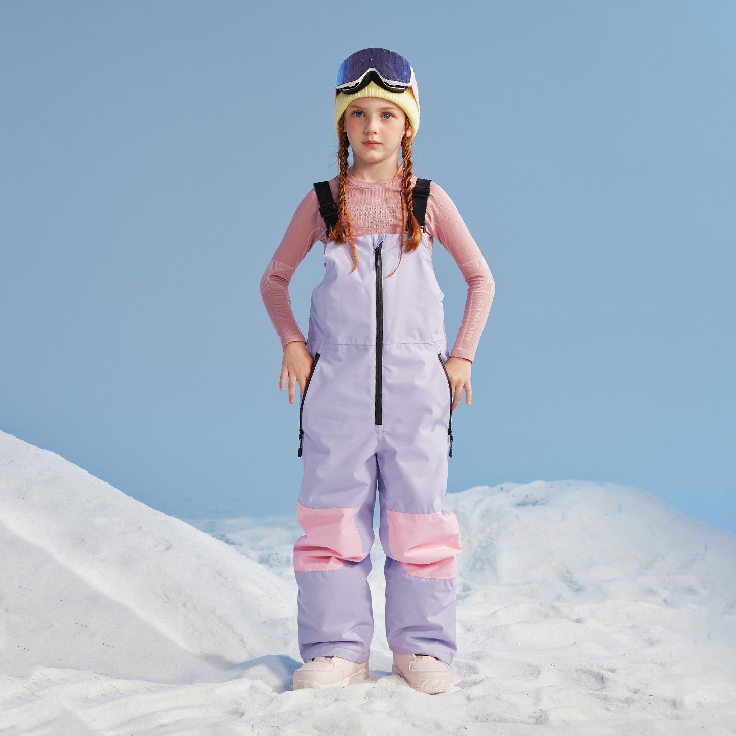 Waterproof warm kids' ski suit set in pink and purple color-block-Unisex - NANEND